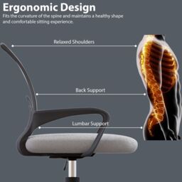 Home Discount Vida Designs Airdrie Adjustable 360 Swivel UKFR Fabric Ergonomic Chair in Grey - thumbnail 6