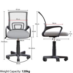 Home Discount Vida Designs Airdrie Adjustable 360 Swivel UKFR Fabric Ergonomic Chair in Grey - thumbnail 2