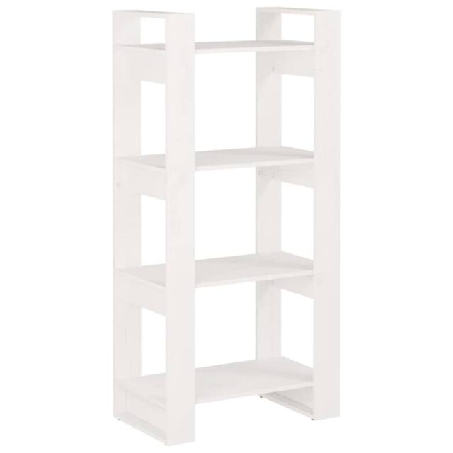 Berkfield Home Book Cabinet/Room Divider White 60x35x125 cm Solid Wood - Size: 60 x 35 x 125 cm - image 1