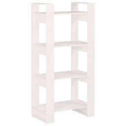 Berkfield Home Book Cabinet/Room Divider White 60x35x125 cm Solid Wood - Size: 60 x 35 x 125 cm - thumbnail 1