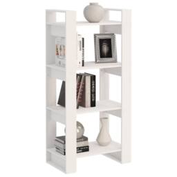 Berkfield Home Book Cabinet/Room Divider White 60x35x125 cm Solid Wood - Size: 60 x 35 x 125 cm - thumbnail 5