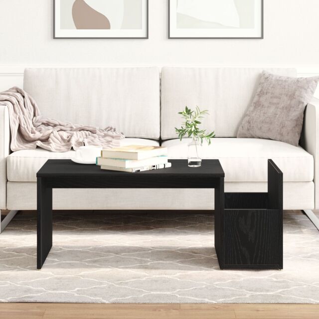 Berkfield Home Black Oak Coffee Table - 90x45x35 cm - Made of Engineered Wood - Size: 90 x 45 x 35 cm - image 1