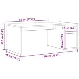 Berkfield Home Black Oak Coffee Table - 90x45x35 cm - Made of Engineered Wood - Size: 90 x 45 x 35 cm - thumbnail 9