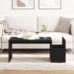 Berkfield Home Black Oak Coffee Table - 90x45x35 cm - Made of Engineered Wood - Size: 90 x 45 x 35 cm - thumbnail 1