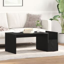 Berkfield Home Black Oak Coffee Table - 90x45x35 cm - Made of Engineered Wood - Size: 90 x 45 x 35 cm - thumbnail 4