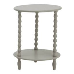 Wyld Haus Thui Grey Round Wood Side Table with Bottom Shelf - thumbnail 2