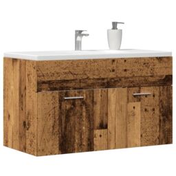 Berkfield Home Bathroom Sink Cabinet Old Wood 80x38.5x46 cm Engineered Wood in Brown - thumbnail 1