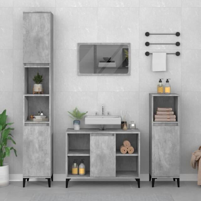 Berkfield Home Sink Cabinet Concrete Grey 80x33x60 cm Engineered Wood - Size: 80 x 33 x 60 cm - image 1