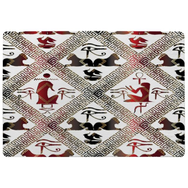 Benjamin Tate Design Egyptian Hieroglyphs In Red & Black Rug in Natural - Size: Large - image 1