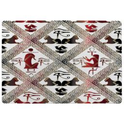 Benjamin Tate Design Egyptian Hieroglyphs In Red & Black Rug in Natural - Size: Large - thumbnail 1