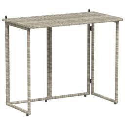 Berkfield Home Folding Garden Table Light Grey 90x51x75 cm Poly Rattan - Size: 90 x 51 x 75 cm - thumbnail 1