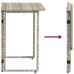 Berkfield Home Folding Garden Table Light Grey 90x51x75 cm Poly Rattan - Size: 90 x 51 x 75 cm - thumbnail 7