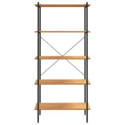 Berkfield Home 5-Tier Shelving Unit Black & Oak 80x40x163 cm - Size: 80 x 40 x 163 cm - thumbnail 3