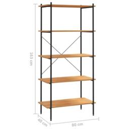 Berkfield Home 5-Tier Shelving Unit Black & Oak 80x40x163 cm - Size: 80 x 40 x 163 cm - thumbnail 7