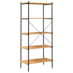 Berkfield Home 5-Tier Shelving Unit Black & Oak 80x40x163 cm - Size: 80 x 40 x 163 cm - thumbnail 5