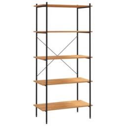 Berkfield Home 5-Tier Shelving Unit Black & Oak 80x40x163 cm - Size: 80 x 40 x 163 cm - thumbnail 1