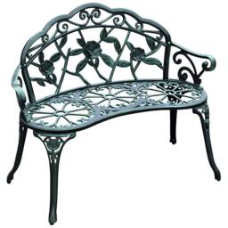 OUTSUNNY Garden Bench Porch Park Chair Seater Antique Rose Style Aluminium in Green - thumbnail 2