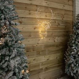 Samuel Alexander 70cm Festive Christmas Indoor Outdoor Twinkling LED Reindeer Head in Warm White in Beige - thumbnail 4