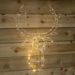Samuel Alexander 70cm Festive Christmas Indoor Outdoor Twinkling LED Reindeer Head in Warm White in Beige - thumbnail 2