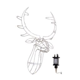 Samuel Alexander 70cm Festive Christmas Indoor Outdoor Twinkling LED Reindeer Head in Warm White in Beige - thumbnail 6