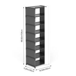 VOGREX 8 Tiers Narrow Dustproof Shoe Rack Free Standing DIY Storage in Black - thumbnail 2