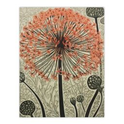 Artery8 Wall Art Print Allium Flower Bloom & Buds Pink Grey Painting Spring Wildflower Floret Petals Decorative Pattern Nature Colourful Bright - thumbnail 1