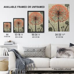Artery8 Wall Art Print Allium Flower Bloom & Buds Pink Grey Painting Spring Wildflower Floret Petals Decorative Pattern Nature Colourful Bright - thumbnail 3