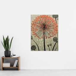 Artery8 Wall Art Print Allium Flower Bloom & Buds Pink Grey Painting Spring Wildflower Floret Petals Decorative Pattern Nature Colourful Bright - thumbnail 4