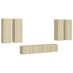 Berkfield Home 6 Piece TV Cabinet Set Sonoma Oak Engineered Wood in Brown - thumbnail 2