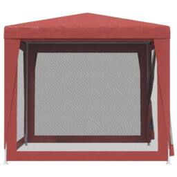 Berkfield Home Party Tent with 4 Mesh Sidewalls Red 2.5x2.5 m HDPE - thumbnail 4
