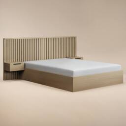 Solace+Co Taylor Hotel Ottoman Bed with Side Tables Light Wood in Brown - Size: Double - thumbnail 4
