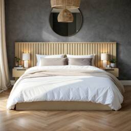 Solace+Co Taylor Hotel Ottoman Bed with Side Tables Light Wood in Brown - Size: Double - thumbnail 2