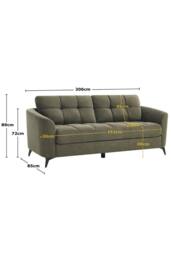 More4Homes Solna 3 Seater Scandi Style Fabric Living Room Sofa in Green - thumbnail 8