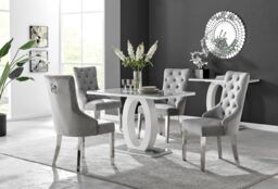 FurnitureboxUK Giovani 4 Grey Dining Table & 4 Velvet Belgravia Chairs - thumbnail 1