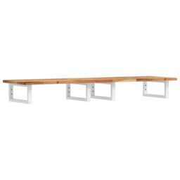 Berkfield Home Basin Shelf Wall Mounted Steel & Solid Wood Acacia in Brown - thumbnail 2