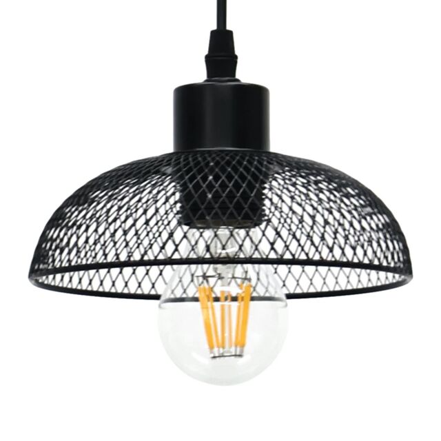 First Choice Lighting Cassidy - Small Black Mesh Easy Fit Metal Pendant Shade - image 1