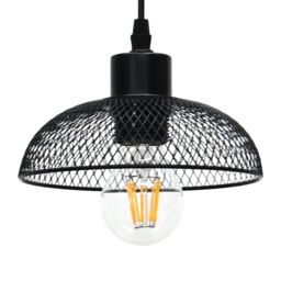 First Choice Lighting Cassidy - Small Black Mesh Easy Fit Metal Pendant Shade
