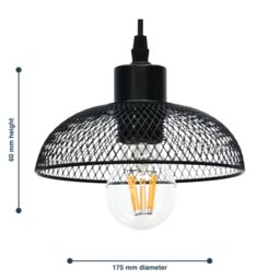 First Choice Lighting Cassidy - Small Black Mesh Easy Fit Metal Pendant Shade - thumbnail 5