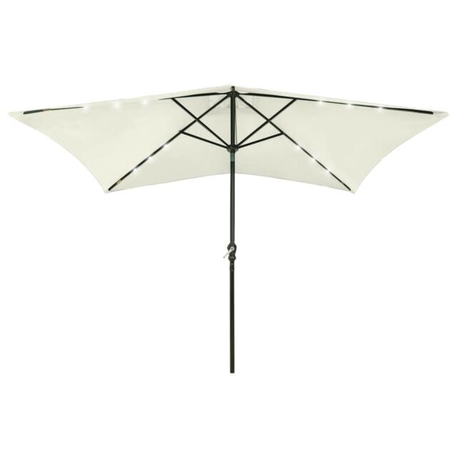 Berkfield Home Parasol with LEDs & Steel Pole Sand 2x3 m in Beige - image 1