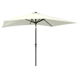 Berkfield Home Parasol with LEDs & Steel Pole Sand 2x3 m in Beige - thumbnail 4