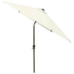 Berkfield Home Parasol with LEDs & Steel Pole Sand 2x3 m in Beige - thumbnail 5