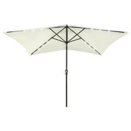 Berkfield Home Parasol with LEDs & Steel Pole Sand 2x3 m in Beige