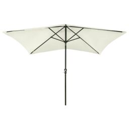 Berkfield Home Parasol with LEDs & Steel Pole Sand 2x3 m in Beige - thumbnail 2