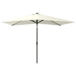 Berkfield Home Parasol with LEDs & Steel Pole Sand 2x3 m in Beige - thumbnail 3