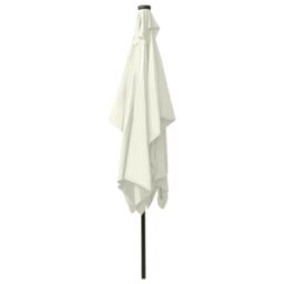 Berkfield Home Parasol with LEDs & Steel Pole Sand 2x3 m in Beige - thumbnail 6
