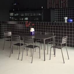 sweeek 6-seater Metal Garden Table With 2 Armchairs & 4 Chairs in Grey - thumbnail 4
