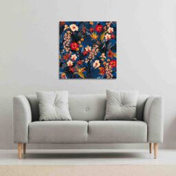 Benjamin Tate Design Bright Red & Orange Tropical Flowers & Plants (Canvas Print) / 114 x 114 x 4cm in Natural - Size: 114 x 114 x 4 cm - thumbnail 1