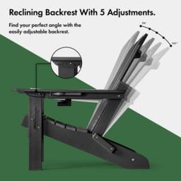 VonHaus Westport Reclining HDPE Adirondack Garden Chair in Black - Size: 1 Pack - thumbnail 4