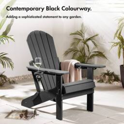 VonHaus Westport Reclining HDPE Adirondack Garden Chair in Black - Size: 1 Pack - thumbnail 2