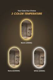 Fascinate Pill-Shaped Backlit LED Bathroom Mirror Anti-Fog 80x45cm in Silver - Size: 45 cm width x 75 cm drop - thumbnail 2